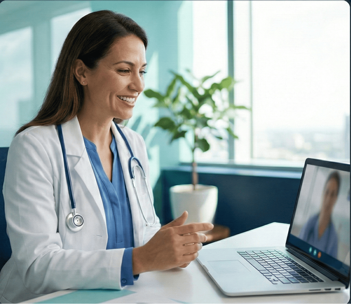 Doctor reviewing pre-charted patient notes